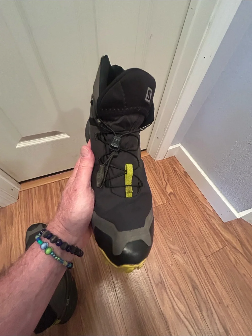 SALOMON Cross Hike Mid GTX Hiking Boots/Shoes Magnet/Lime Punch Black Men’s 13